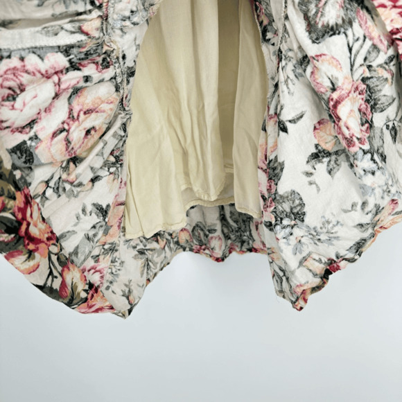 VICI Womens Floral Mini Dress Size S Puff Sleeves Bridal Shower Party Linen Boho - Picture 11 of 15